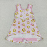 GSD2048 baby girls sleeveless yellow baseball pink dress Yoga