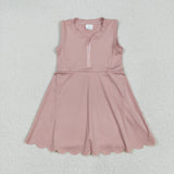 GSD2086 baby girls sleeveless pink zipper dress Yoga