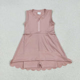 GSD2086 baby girls sleeveless pink zipper dress Yoga