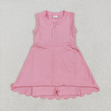 GSD2087 baby girls sleeveless rose zipper dress Yoga