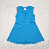 GSD2090 baby girls sleeveless light blue zipper dress Yoga