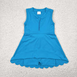 GSD2090 baby girls sleeveless light blue zipper dress Yoga