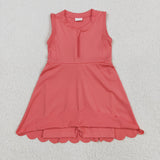 GSD2091 baby girls sleeveless deep pink zipper dress Yoga