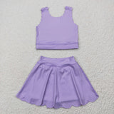 GSD2095 baby girls sleeveless purple skirt outfits Yoga