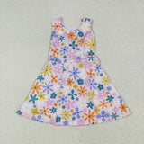 GSD2113 baby girls sleeveless purple pink flower dress Yoga