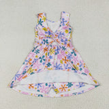 GSD2113 baby girls sleeveless purple pink flower dress Yoga
