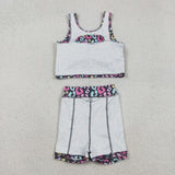 GSD2176 girls colorful leopard skirt outfits yoga