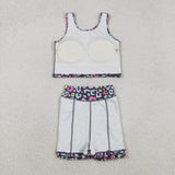 GSD2176 girls colorful leopard skirt outfits yoga