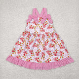 GSD2213 girls pink Strawberry Princess bow Dress