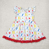 GSD2258 girls Back To School  flying sleeve letter pencil Dress