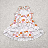 GSD2282 girls sleeveless  pink floral Dress yoga