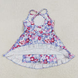 GSD2285  girls sleeveless Spring floral Dress yoga