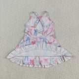 GSD2295 girls sleeveless colorful  bow Dress yoga