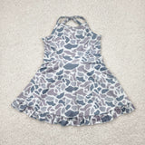GSD2308 girls sleeveless gray camo Dress yoga