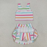 GSD2348 girls sleeveless colorful stripe outfits yoga