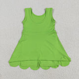 GSD2351 girls sleeveless green Dress yoga