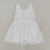 GSD2370 girls white sleeveless Dress yoga
