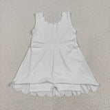GSD2370 girls white sleeveless Dress yoga