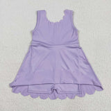 GSD2372 girls purple sleeveless Dress yoga