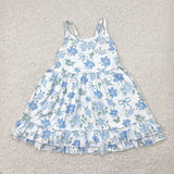 GSD2377 girls blue sleeveless flower floral Dress