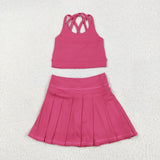 GSD2442 girls rose vest skirt outfits yoga