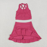 GSD2442 girls rose vest skirt outfits yoga