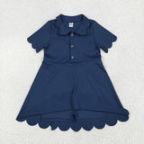 GSD2487 girls navy short sleeve floral Dress yoga