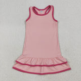 GSD2630 girls sleeveless pink rose Dress yoga