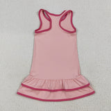 GSD2630 girls sleeveless pink rose Dress yoga
