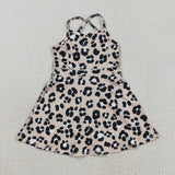 GSD2650 girls brown black leopard Dress yoga