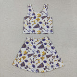 GSD2690 girls vest CHEER Rugby purple skirt outfits yoga