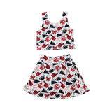 GSD2693 girls vest red black skirt GO TEAM cheer outfits yoga