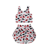 GSD2693 girls vest red black skirt GO TEAM cheer outfits yoga