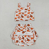 GSD2695 girls vest orange skirt GO TEAM cheer outfits yoga