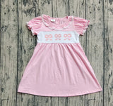 Pre-order GSD2718 girls pink embroidered bow floral collar Dress