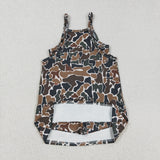 GSD2721 girls black brown camo slip Dress yoga