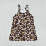 GSD2722 girls brown camo slip Dress yoga