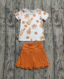 Pre-order GSD2732 girls CHEER orange short sleeve yoga skirt outfits