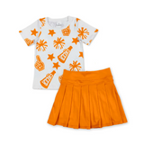 Pre-order GSD2732 girls CHEER orange short sleeve yoga skirt outfits