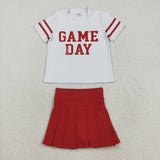 GSD2742 girls GAME DAY red short sleeve yoga skirt outfits