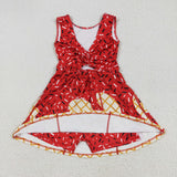 GSD2748 girls sleeveless red Ice cream waffles Dress yoga