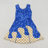 GSD2751 girls sleeveless blue Ice cream waffles Dress yoga