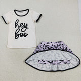 GSD2772 girls HEY BOO bat purple skirt outfits