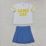 GSD2805 girls GAME DAY gold short sleeve yoga skirt outfits
