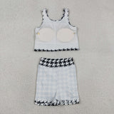 GSD2858 girls black sleeveless skirt outfits yoga