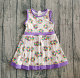 10.3 Pre-order GSD2867 girls Mardi Gras sleeveless  purple Dress yoga