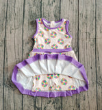 10.3 Pre-order GSD2867 girls Mardi Gras sleeveless  purple Dress yoga