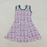 GSD2869 girls Mardi Gras sleeveless crayfish purple Dress yoga