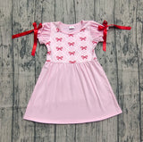 10.4 Pre-order GSD2883 Baby Girls bow puff sleeve pink dress