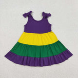 GSD2888  toddler girl clothes mardi gras girl summer dress